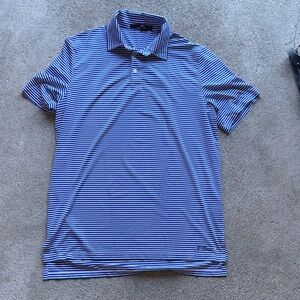 Polo Ralph Lauren RLX Golf Shirt Men's Sz L Blue Striped Performance